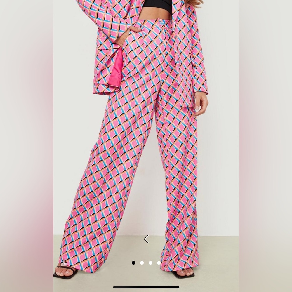 Boohoo Geo Print Wide Leg Pants | Size US 10
